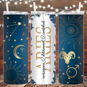 Aries Zodiac Sign Metal Tumbler